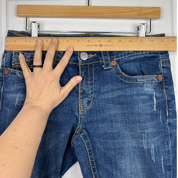 7 Seven Blue Jeans Cropped Womens Size 6 Stretch Thick Stitch Y2K Dark Wash - Picture 7 of 9